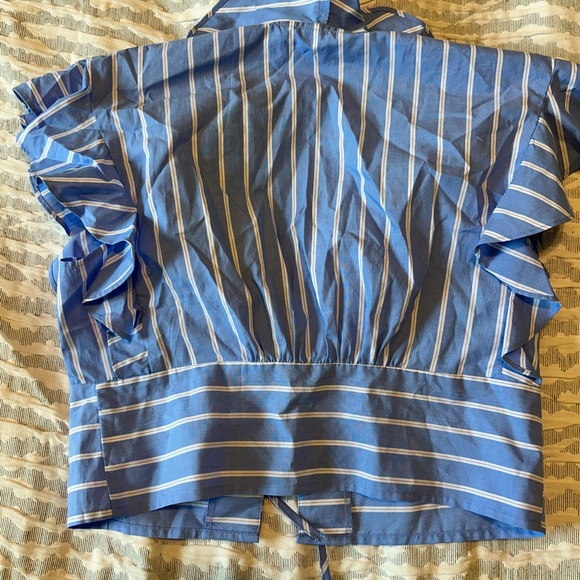 H&M Blue Striped Ruffle Blouse - Picture 3 of 4